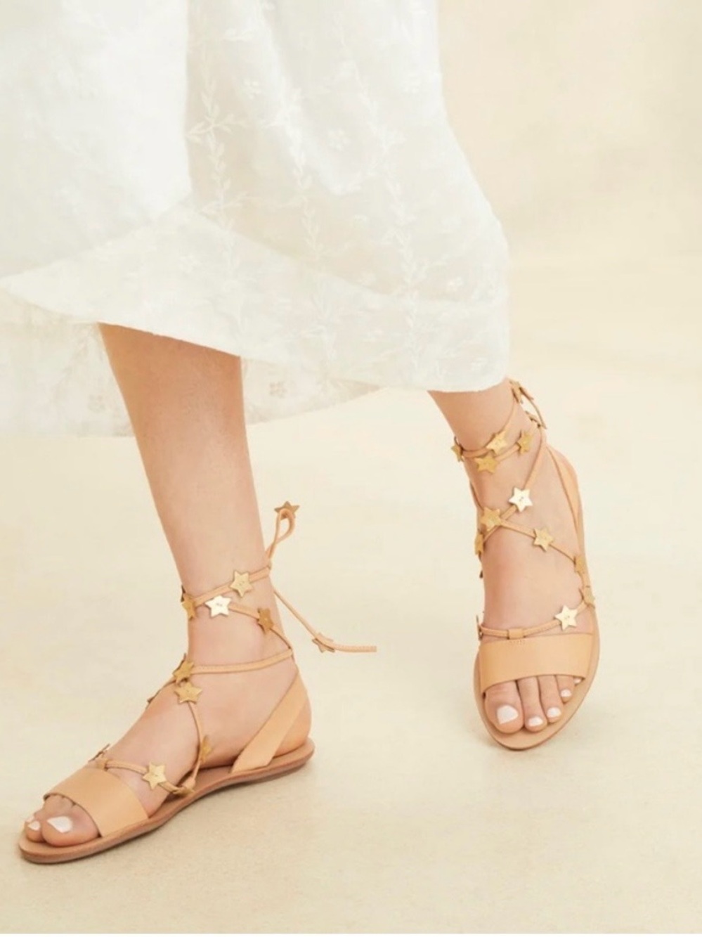 Loeffler Randall Starla Gold Wrap Sandal Size 7.5 Excellent Condition Flats